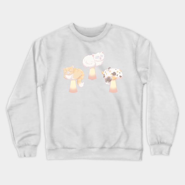 Mushroom Cats Crewneck Sweatshirt by Jan Grackle